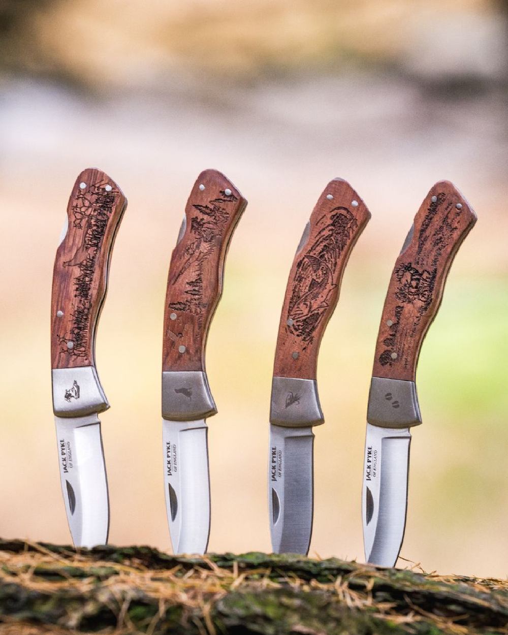 Deer style Jack Pyke Shires Knife Range on blurry background 