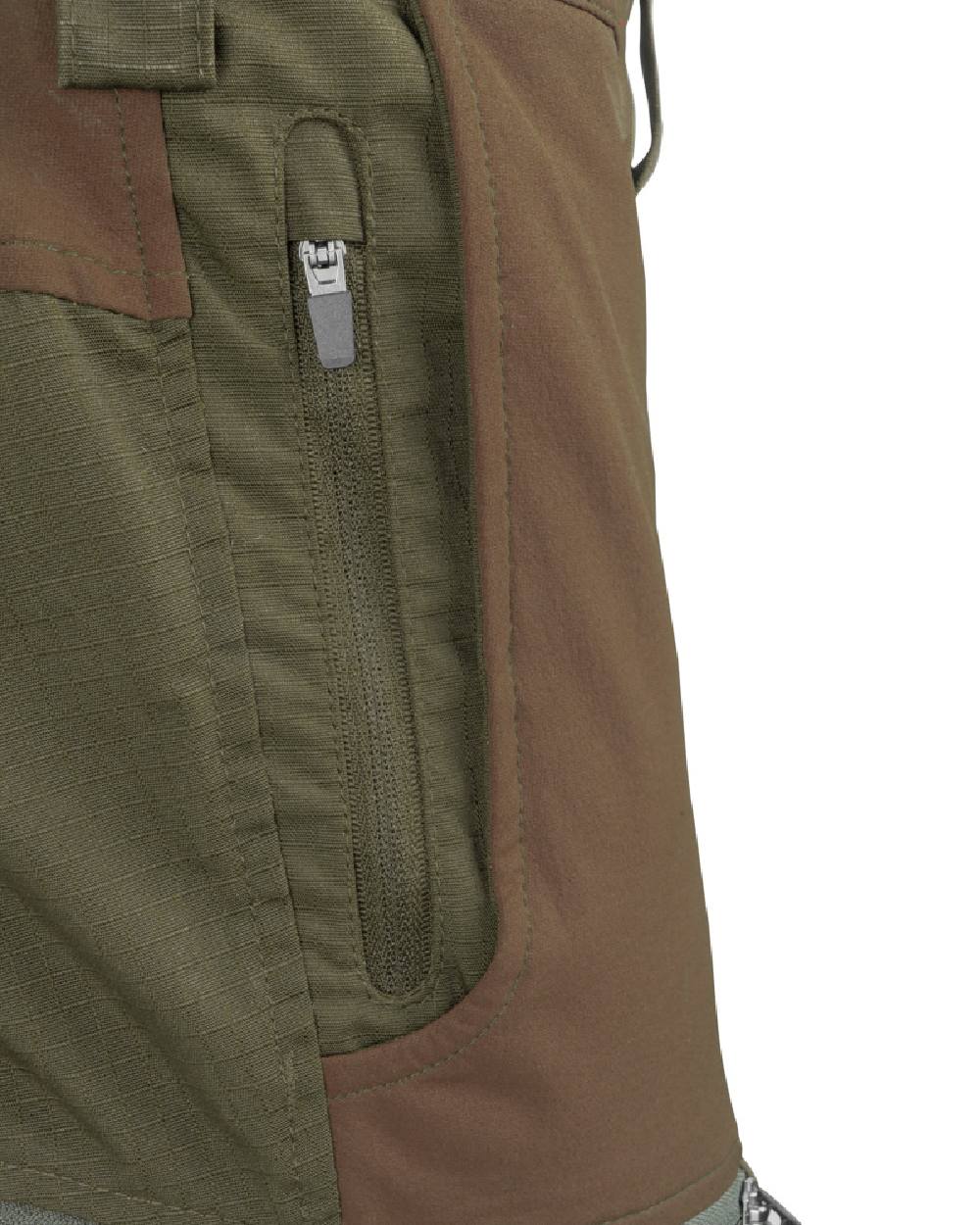 Brown coloured Jack Pyke Technical Hybrid Trousers on white background 