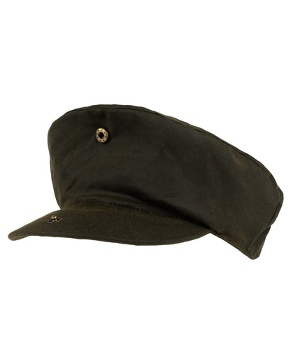 Green coloured Jack Pyke Wax Flat Cap on white background 