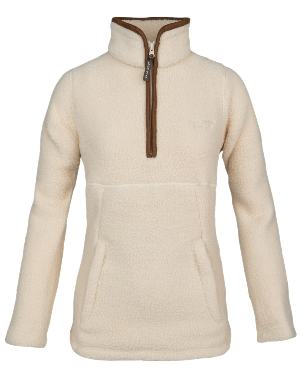 Sail Coloured Jack Pyke Womens Half Zip Sherpa Fleece Pullover on white background 