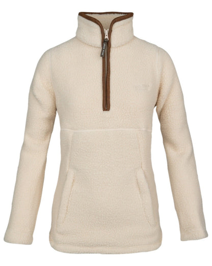 Sail Coloured Jack Pyke Womens Half Zip Sherpa Fleece Pullover on white background 