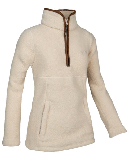 Sail Coloured Jack Pyke Womens Half Zip Sherpa Fleece Pullover on white background 