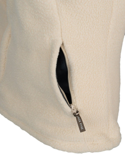 Sail Coloured Jack Pyke Womens Half Zip Sherpa Fleece Pullover on white background 