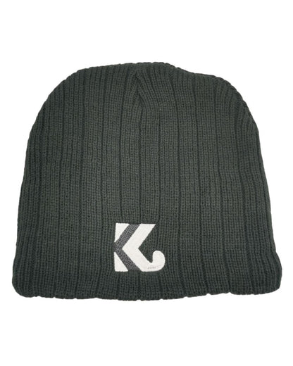 Grey coloured Kaiwaka Cable Knit Beanie on white background 