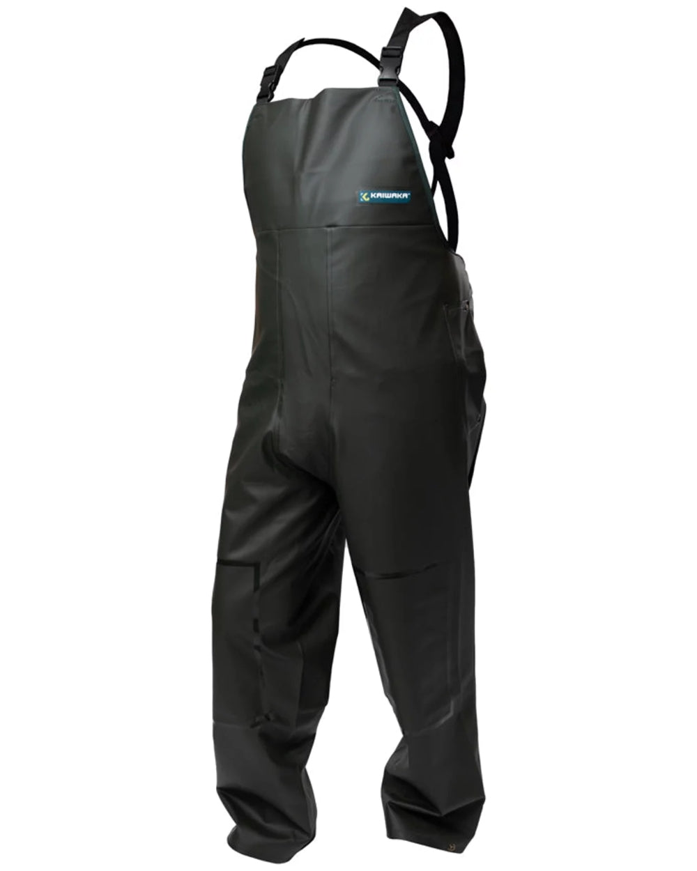 Green coloured Kaiwaka Mens Dairytex Bib Overtrousers on white background 