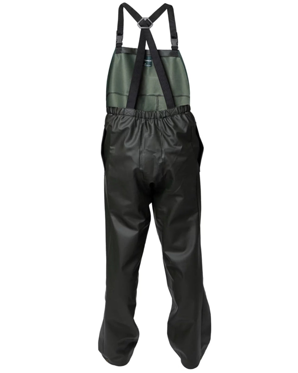Green coloured Kaiwaka Mens Dairytex Bib Overtrousers on white background 