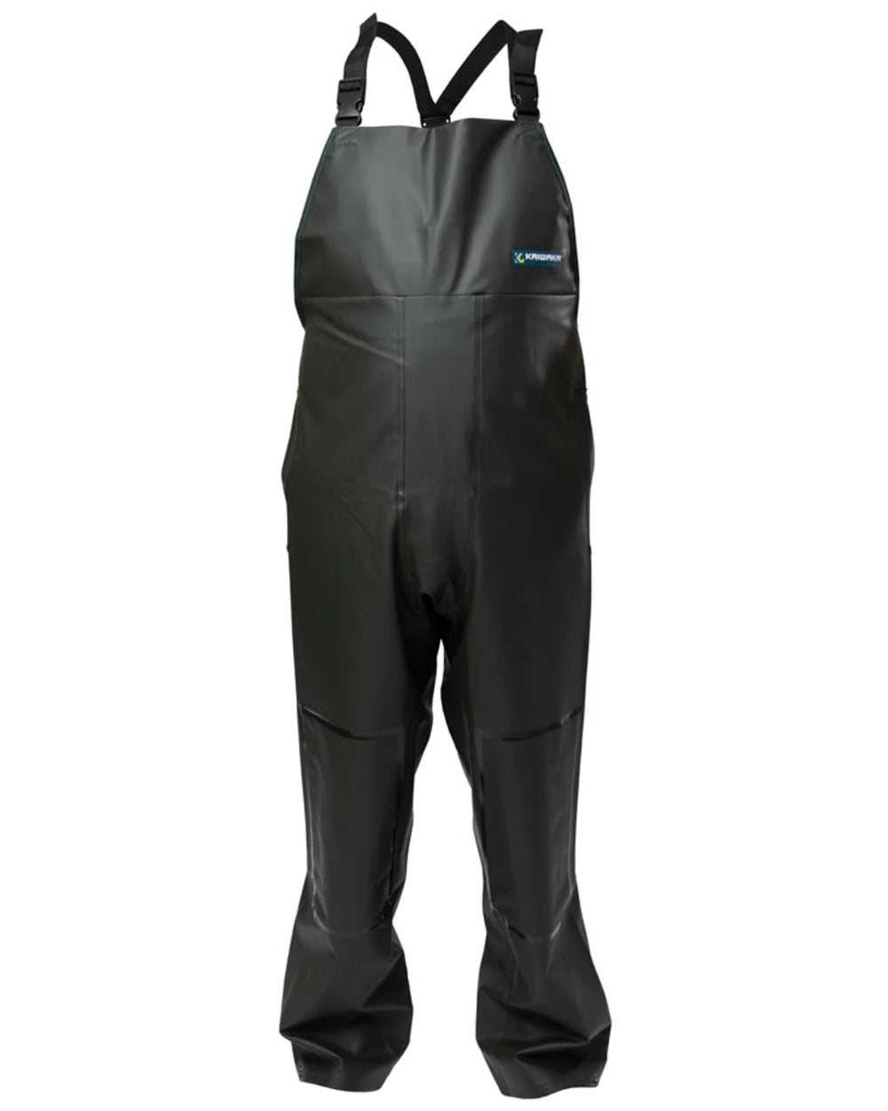 Green coloured Kaiwaka Mens Dairytex Bib Overtrousers on white background 