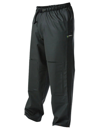 Green coloured Kaiwaka Mens Dairytex Overtrousers on white background 