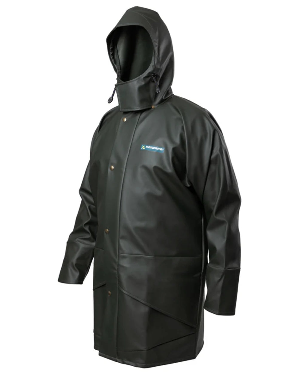 Green coloured Kaiwaka Mens Dairytex Parka on white background 