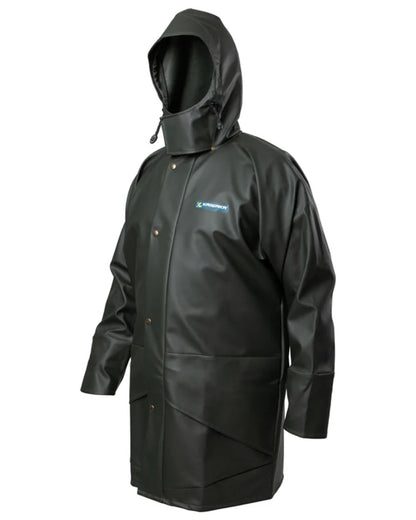 Green coloured Kaiwaka Mens Dairytex Parka on white background 