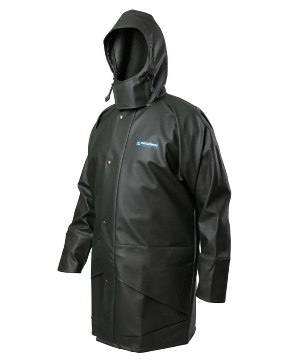 Green coloured Kaiwaka Mens Dairytex Parka on white background 