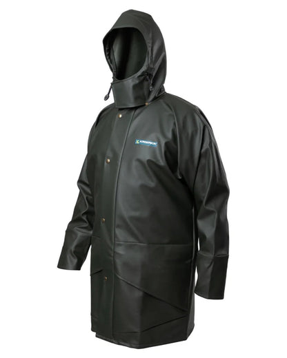 Green coloured Kaiwaka Mens Dairytex Parka on white background 