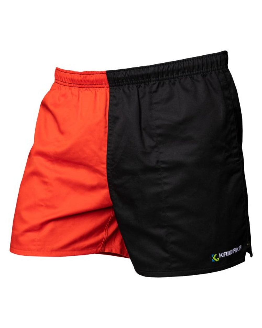Black Red coloured Kaiwaka Mens Shorts on white background 