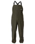 Olive coloured Kaiwaka Mens Stormforce Bib Overtrousers on white background 