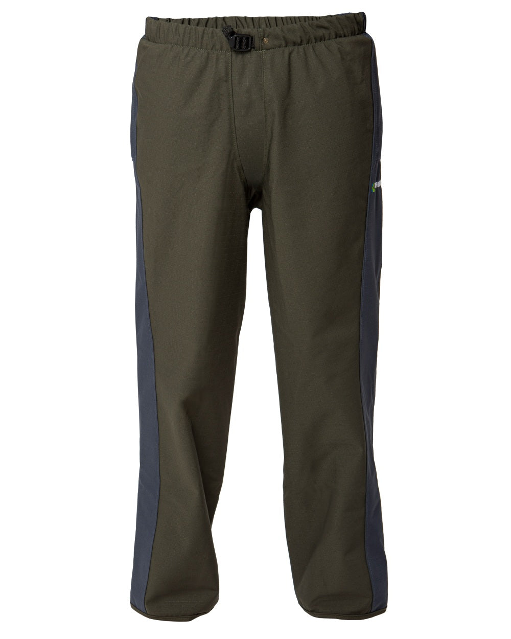 Olive coloured Kaiwaka Mens Stormforce Overtrousers on white background 