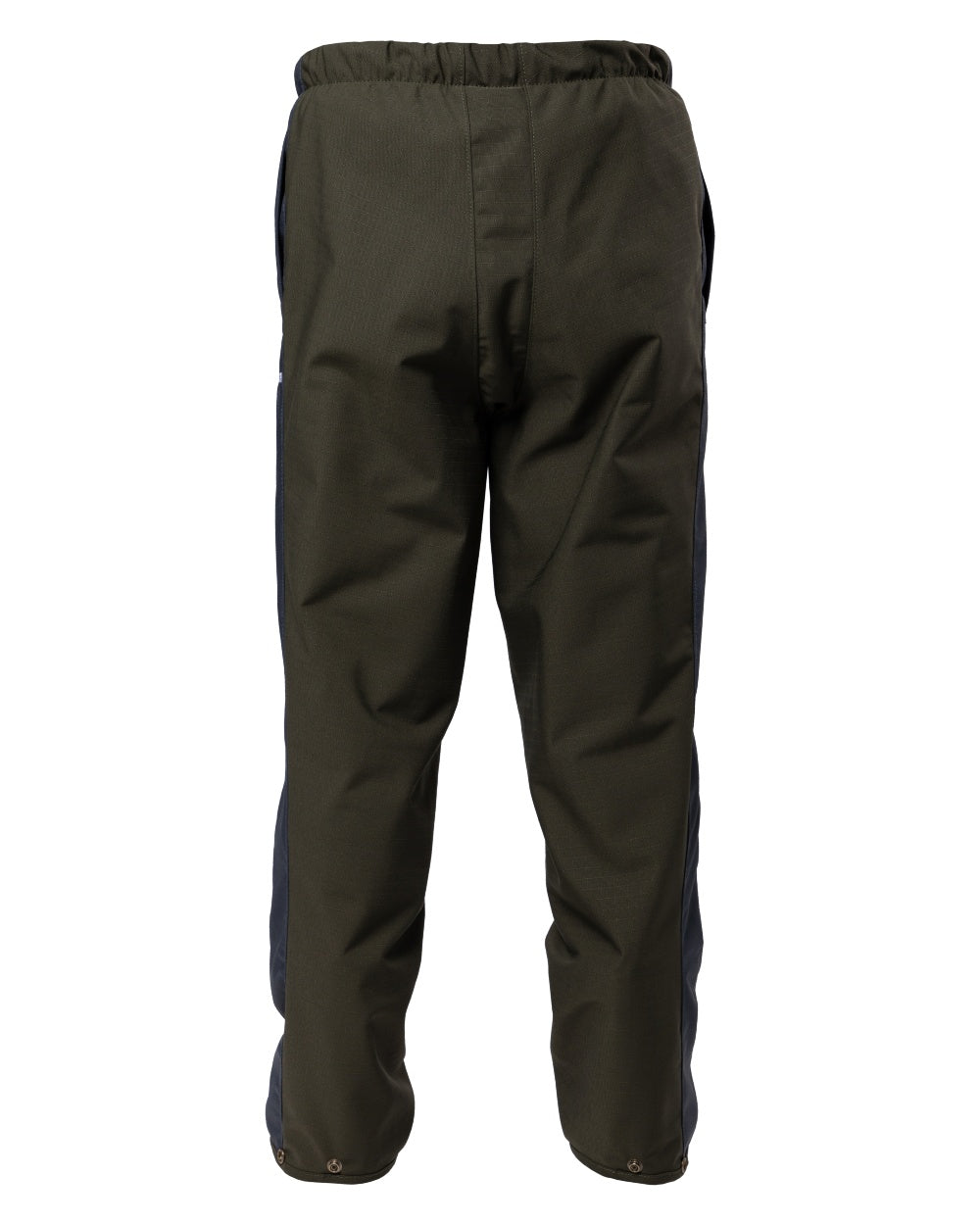 Olive coloured Kaiwaka Mens Stormforce Overtrousers on white background 