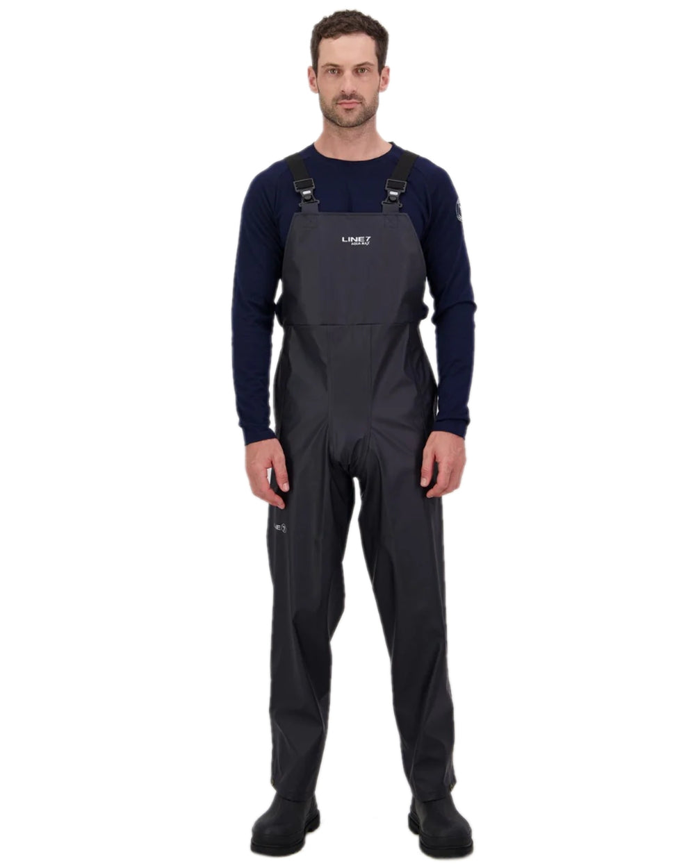 Navy Coloured Line 7 Mens Aqua Max Bib Waterproof Trouser on white background 