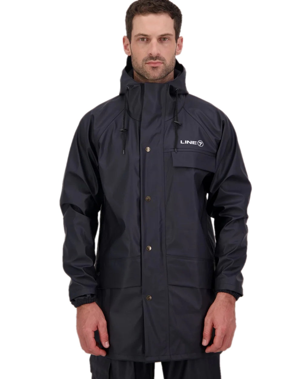 Navy Coloured Line 7 Mens Aqua Max Waterproof Jacket on white background 