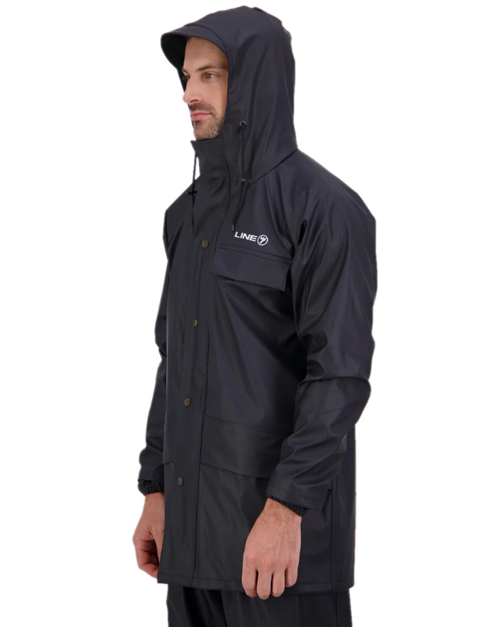 Navy Coloured Line 7 Mens Aqua Max Waterproof Jacket on white background 