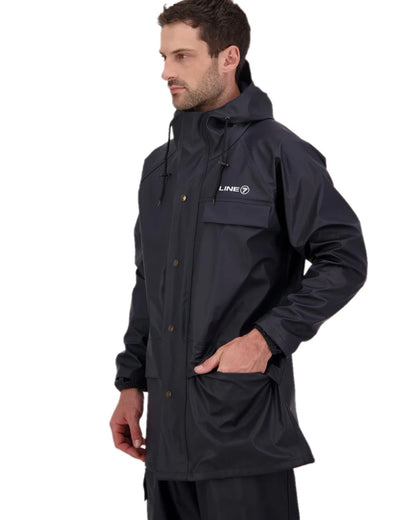 Navy Coloured Line 7 Mens Aqua Max Waterproof Jacket on white background 