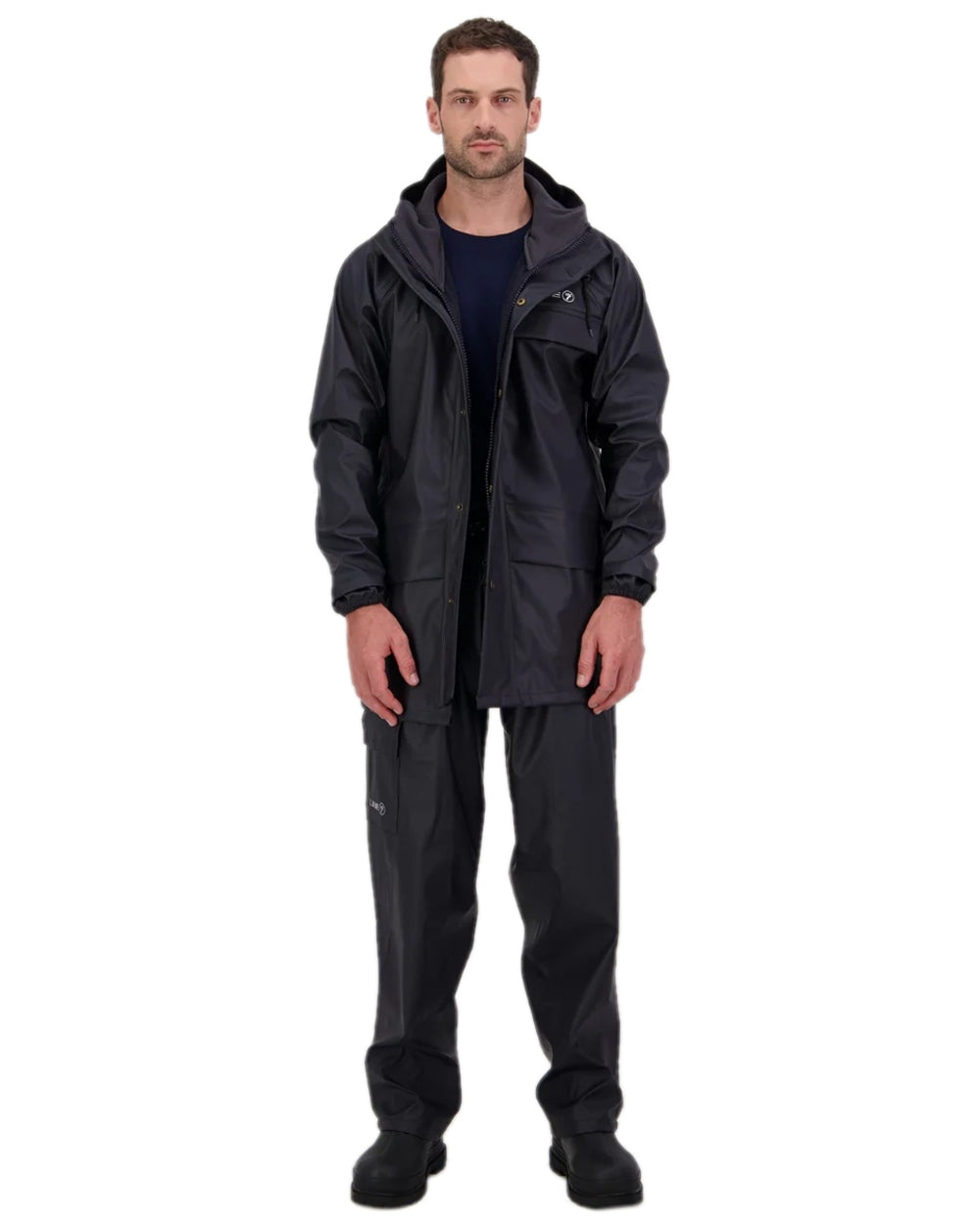 Navy Coloured Line 7 Mens Aqua Max Waterproof Jacket on white background 