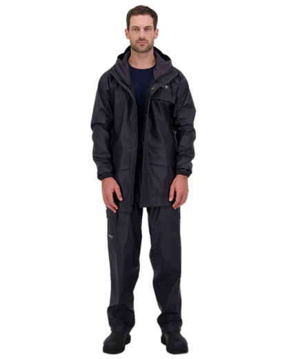 Navy Coloured Line 7 Mens Aqua Max Waterproof Jacket on white background 