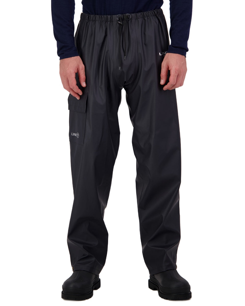 Navy Coloured Line 7 Mens Aqua Max Waterproof Overtrouser on white background 