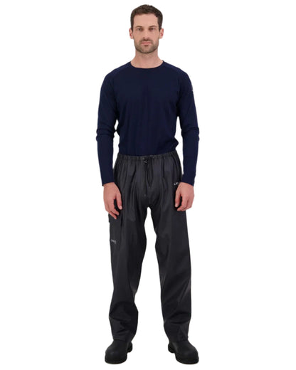 Navy Coloured Line 7 Mens Aqua Max Waterproof Overtrouser on white background 