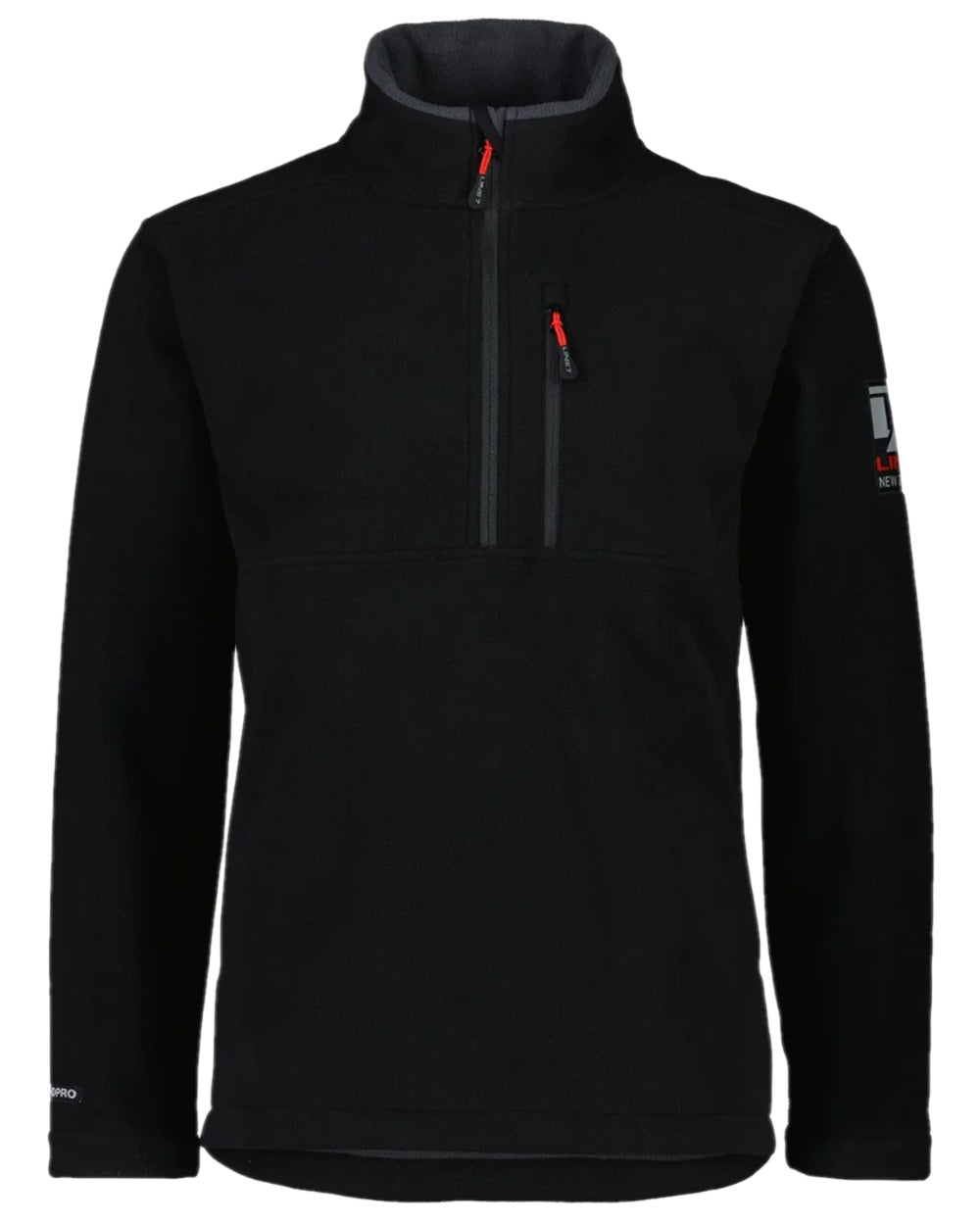 Black Coloured Line 7 Mens Territory Wind Pro Half Zip Fleece Jacket on white background 