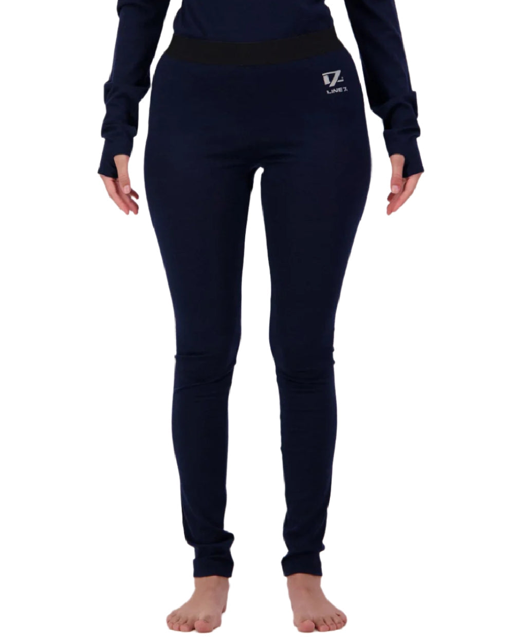 Midnight Coloured Line 7 Merino Leggings on white background 