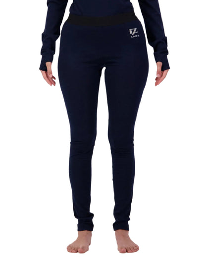 Midnight Coloured Line 7 Merino Leggings on white background 