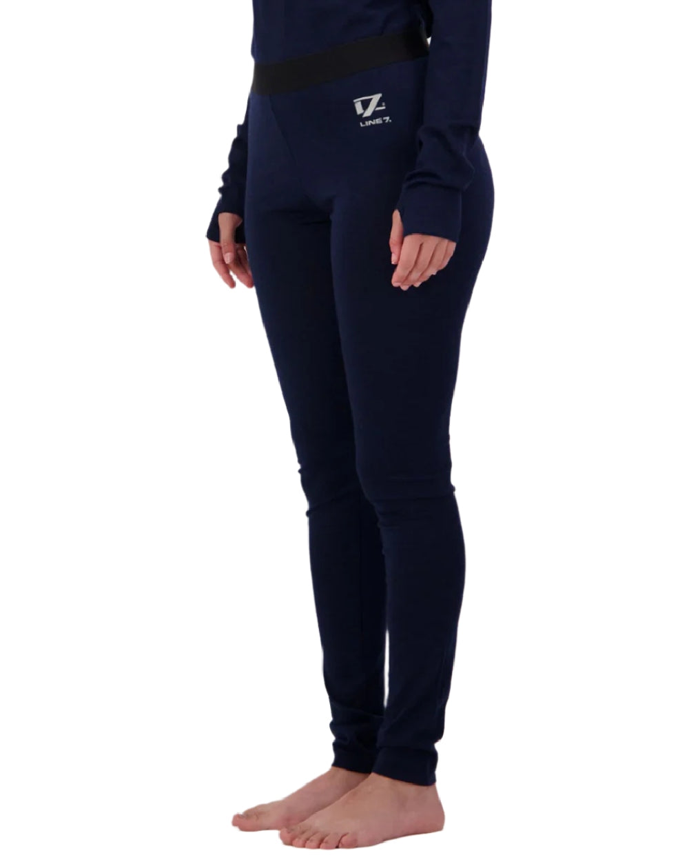 Midnight Coloured Line 7 Merino Leggings on white background 