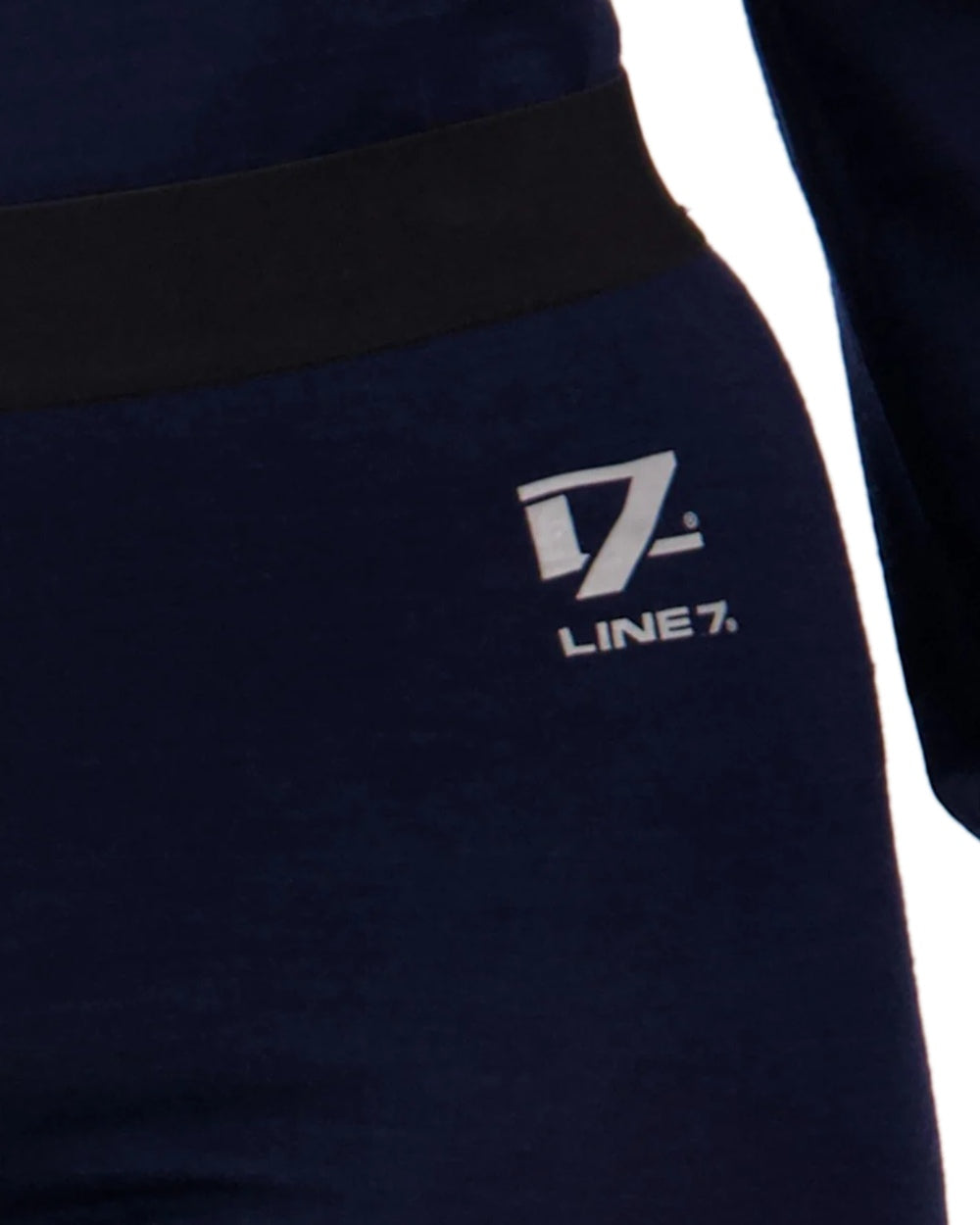 Midnight Coloured Line 7 Merino Leggings on white background 