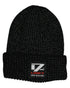 Black Silver Coloured Line 7 Reflective Beanie on white background 