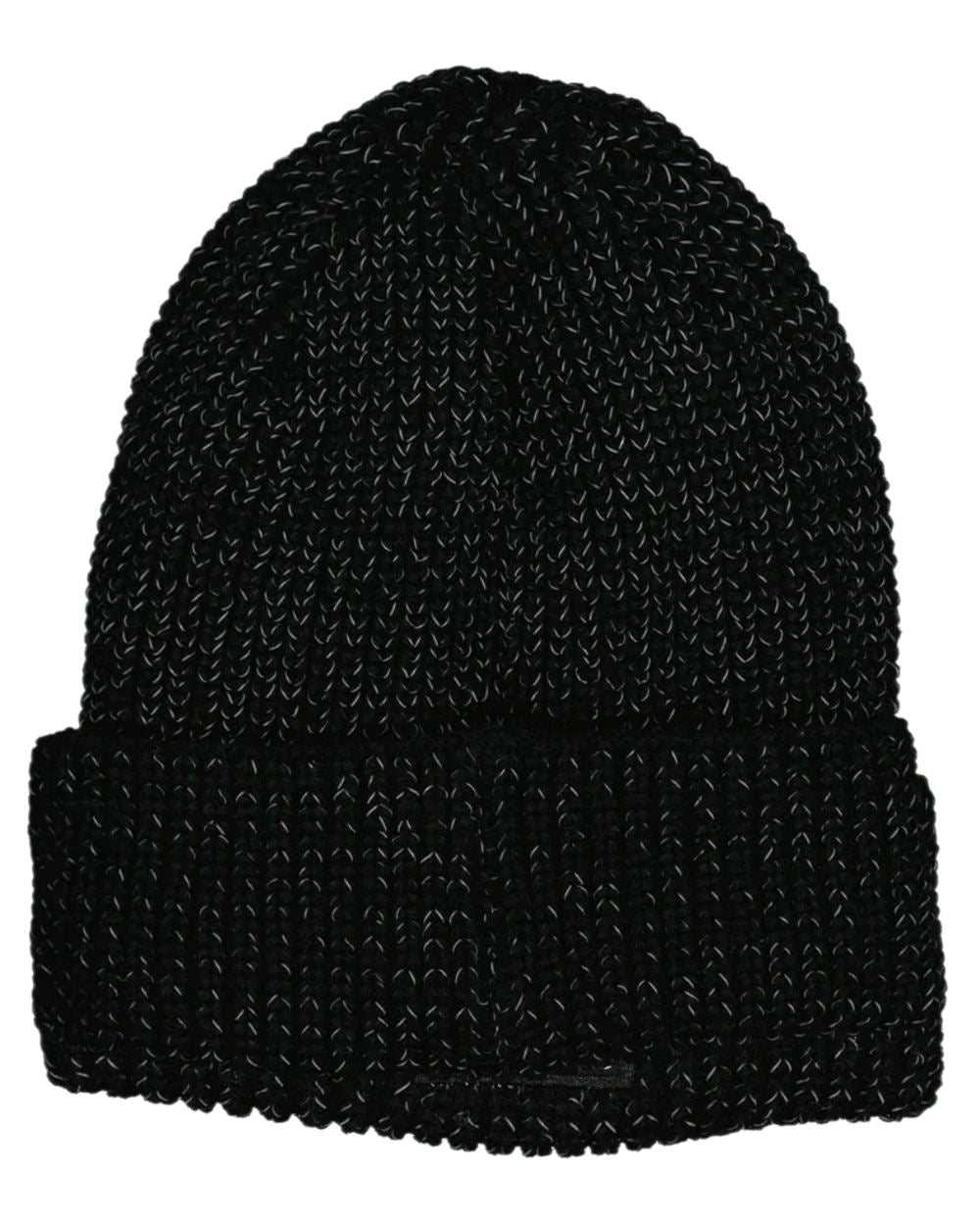 Black Silver Coloured Line 7 Reflective Beanie on white background 