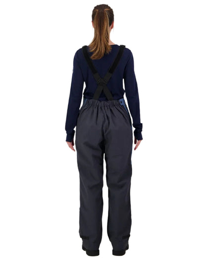 Stormy Weather Ebony Coloured Line 7 Womens Storm Armour10 Waterproof 2 Layer Bib Overtrouser on white background 