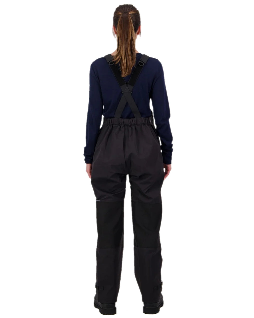 Black Coloured Line 7 Womens Territory Storm Pro20 Waterproof Bib Overtrouser on white background 