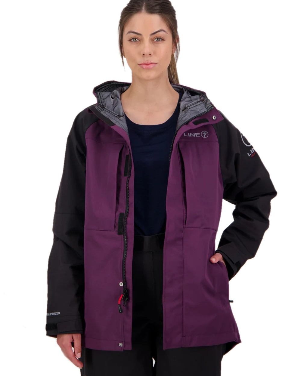 Blackberry Black Colour Line 7 Womens Territory Storm Pro20 Waterproof Jacket on white background 