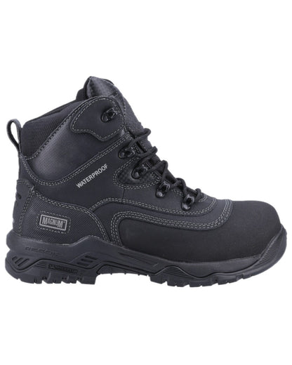Black Coloured Magnum Broadside 6.0 CT CP Waterproof Safety Boots on white background 