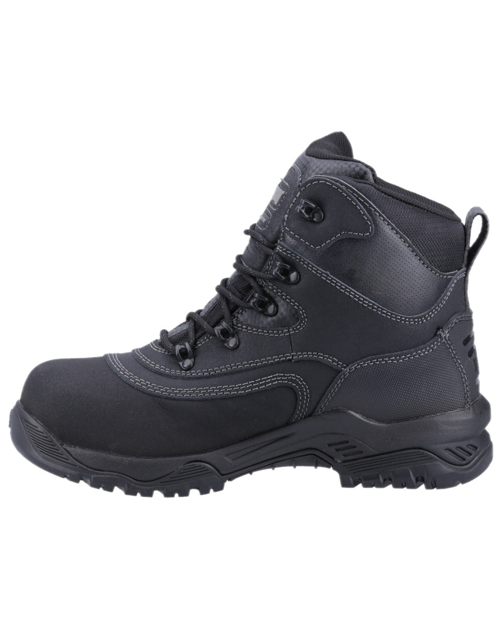 Black Coloured Magnum Broadside 6.0 CT CP Waterproof Safety Boots on white background 