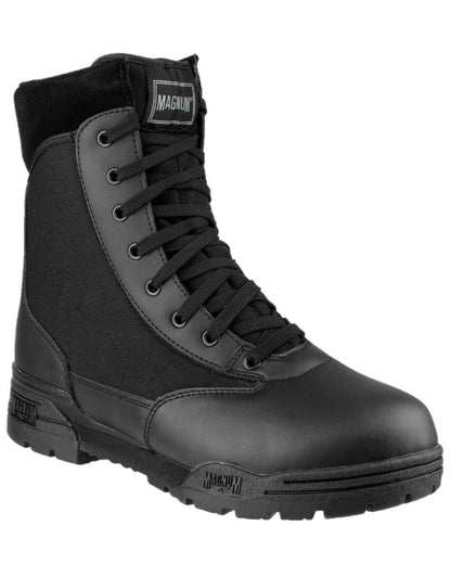 Black Coloured Magnum Mens Classic Uniform Boots on white background 