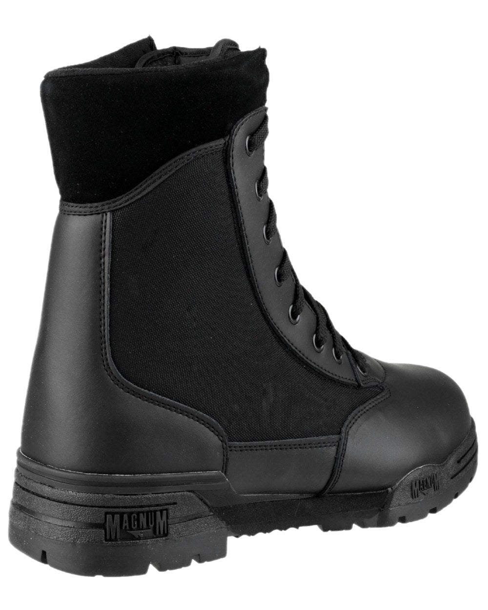 Black Coloured Magnum Mens Classic Uniform Boots on white background 