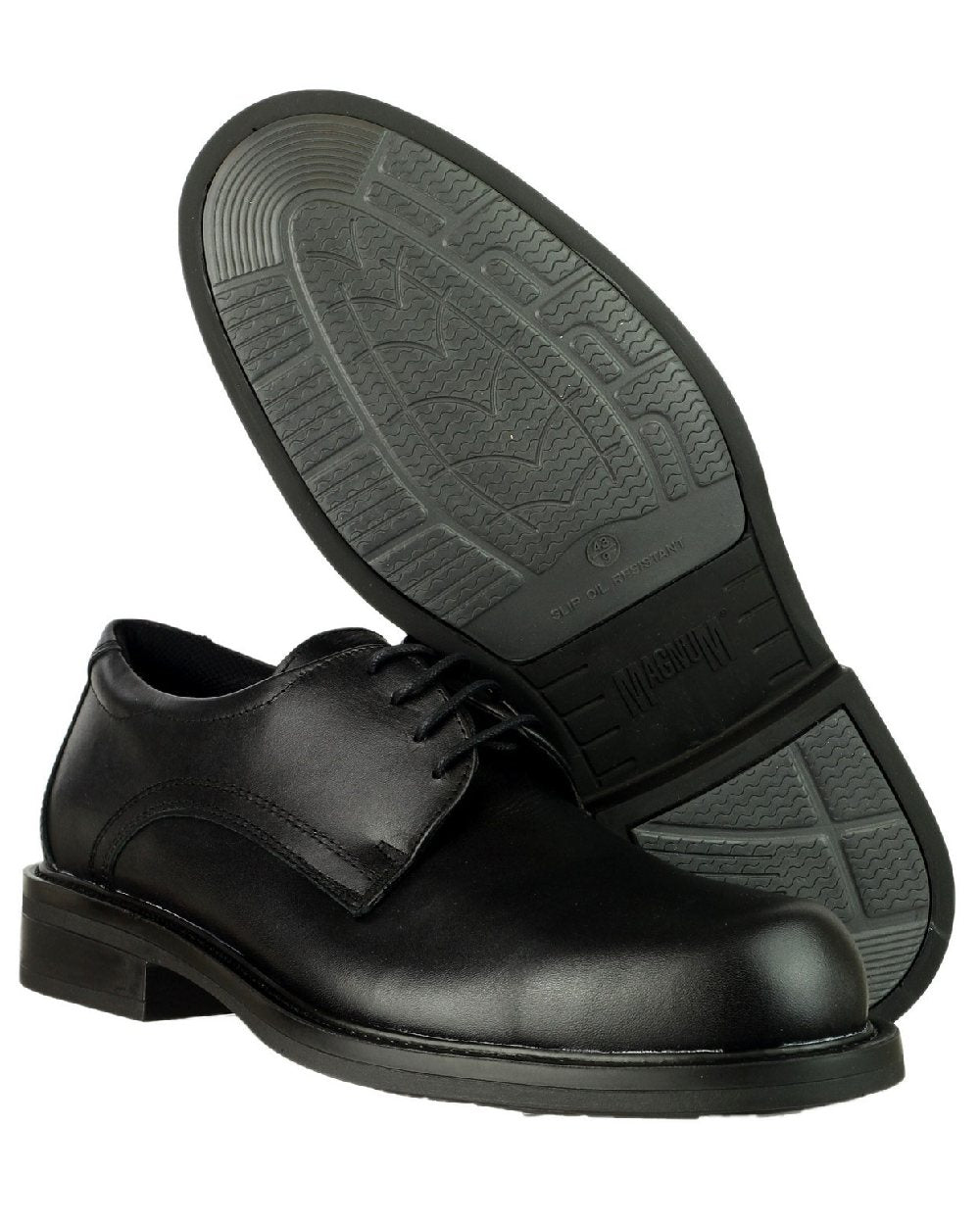 Black Coloured Magnum Mens Duty Lite CT Uniform Safety Shoes on white background 