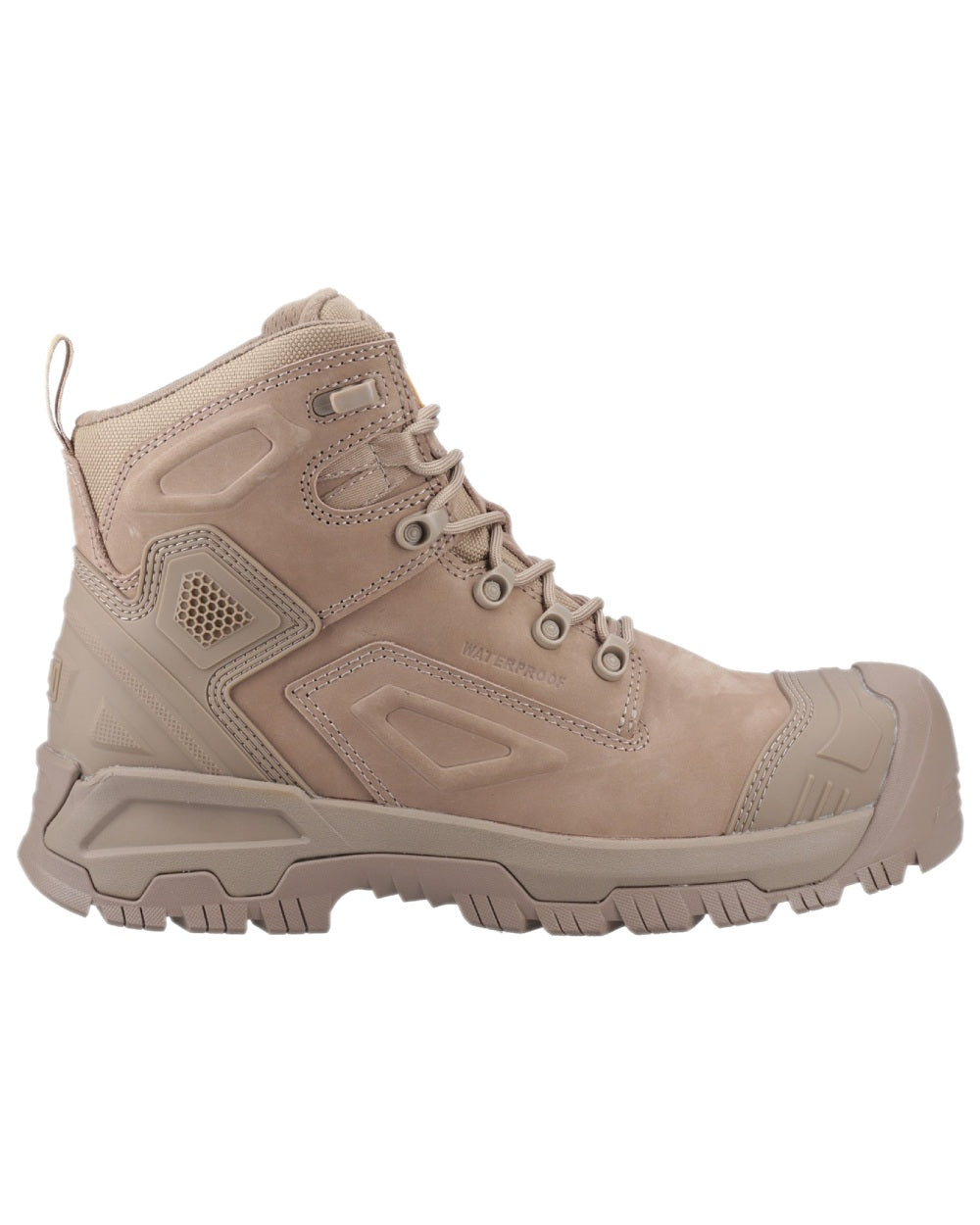 Nubuck Stone Coloured Magnum Mens Highway 6.0 Safety Boots on white background 