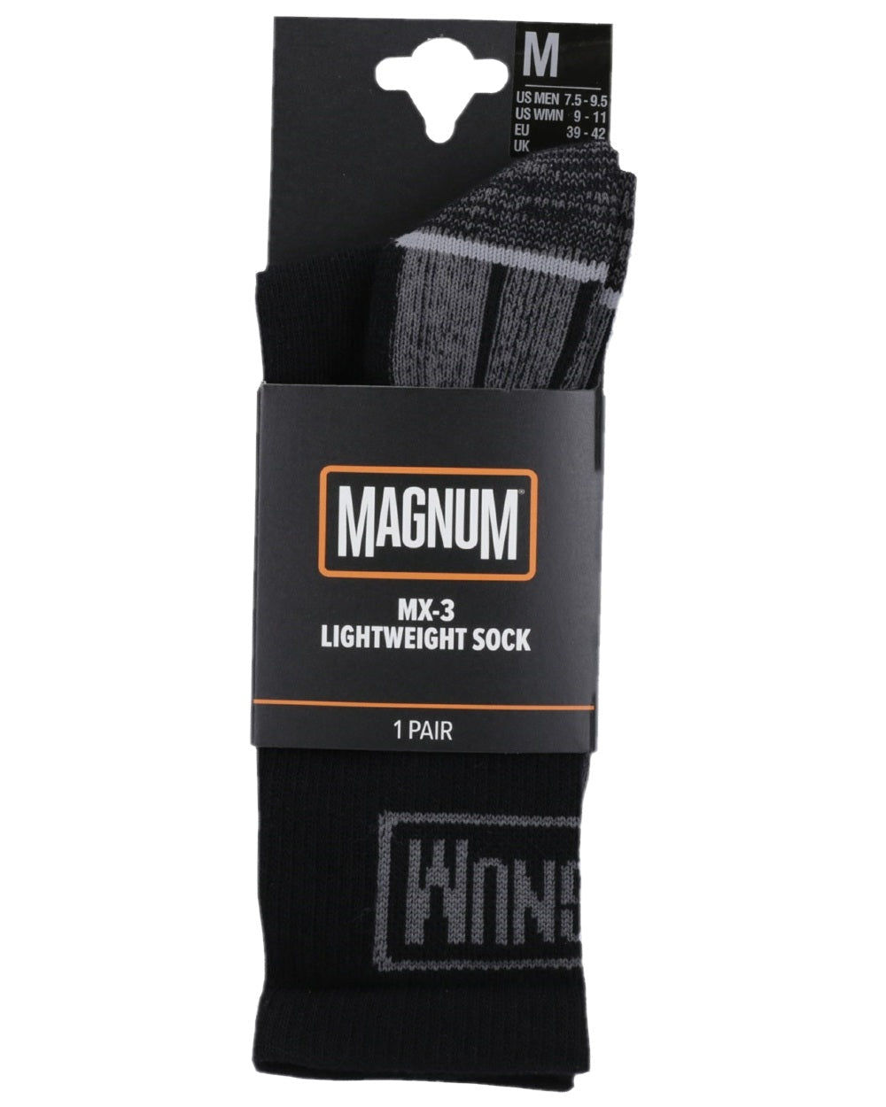 Black Coloured Magnum Mens MX-3 Lightweight Socks on white background 