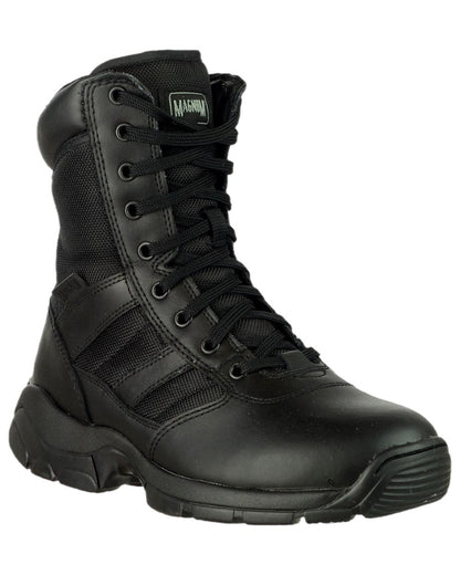 Black Coloured Magnum Mens Panther 8.0 Side-Zip Uniform Boots on white background 