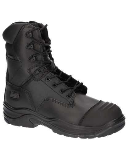 Black Coloured Magnum Mens Rigmaster 8.0 Side-Zip CT CP WP Uniform Safety Boots on white background 