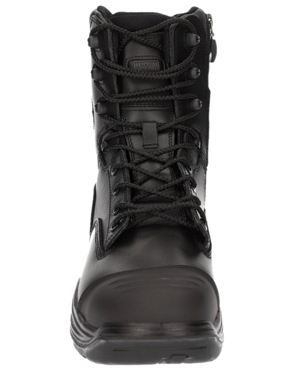 Black Coloured Magnum Mens Rigmaster 8.0 Side-Zip CT CP WP Uniform Safety Boots on white background 