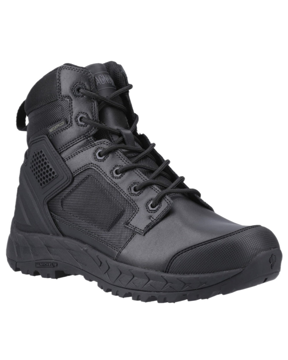 Black Coloured Magnum Mens Spider Exo 6.0 SZ Occupational Boots on white background 