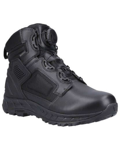 Black Coloured Magnum Mens Spider Exo 6.0 Waterproof M-Lock Occupational Boots on white background 